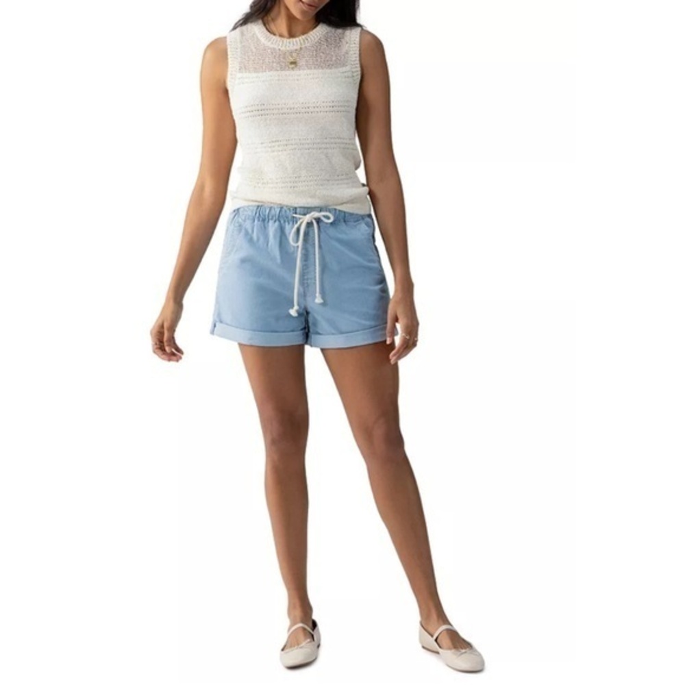 Sanctuary Beachy Cuffed Drawstring Shorts Light Blue XS